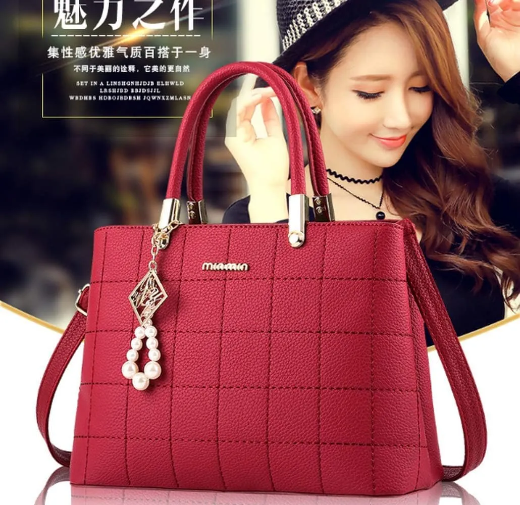 Women's Handbag PU Pendant Elderly Large Capacity Shoulder Shopping Bag