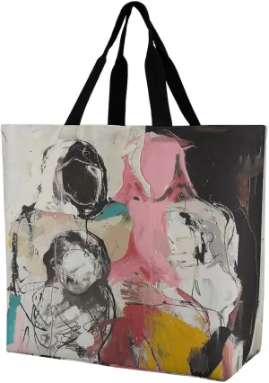 Women's Large-capacity Shoulder Shopping Bag Reusable Foldable Shopping Bags An Abstract Painting Beach Bag