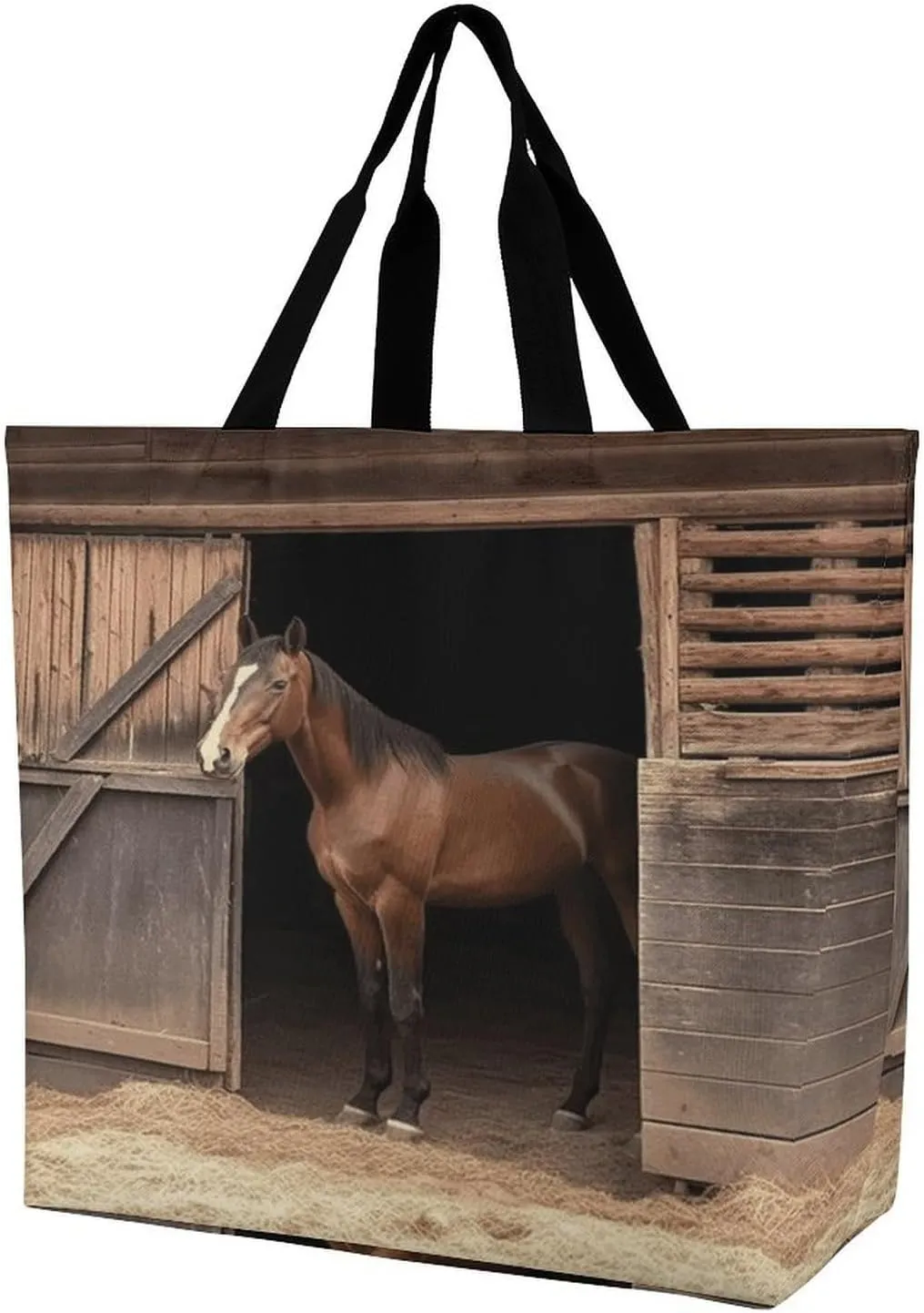 Women's Large-capacity Shoulder Shopping Bag Reusable Foldable Shopping Bags Barn Horse Beach Bag