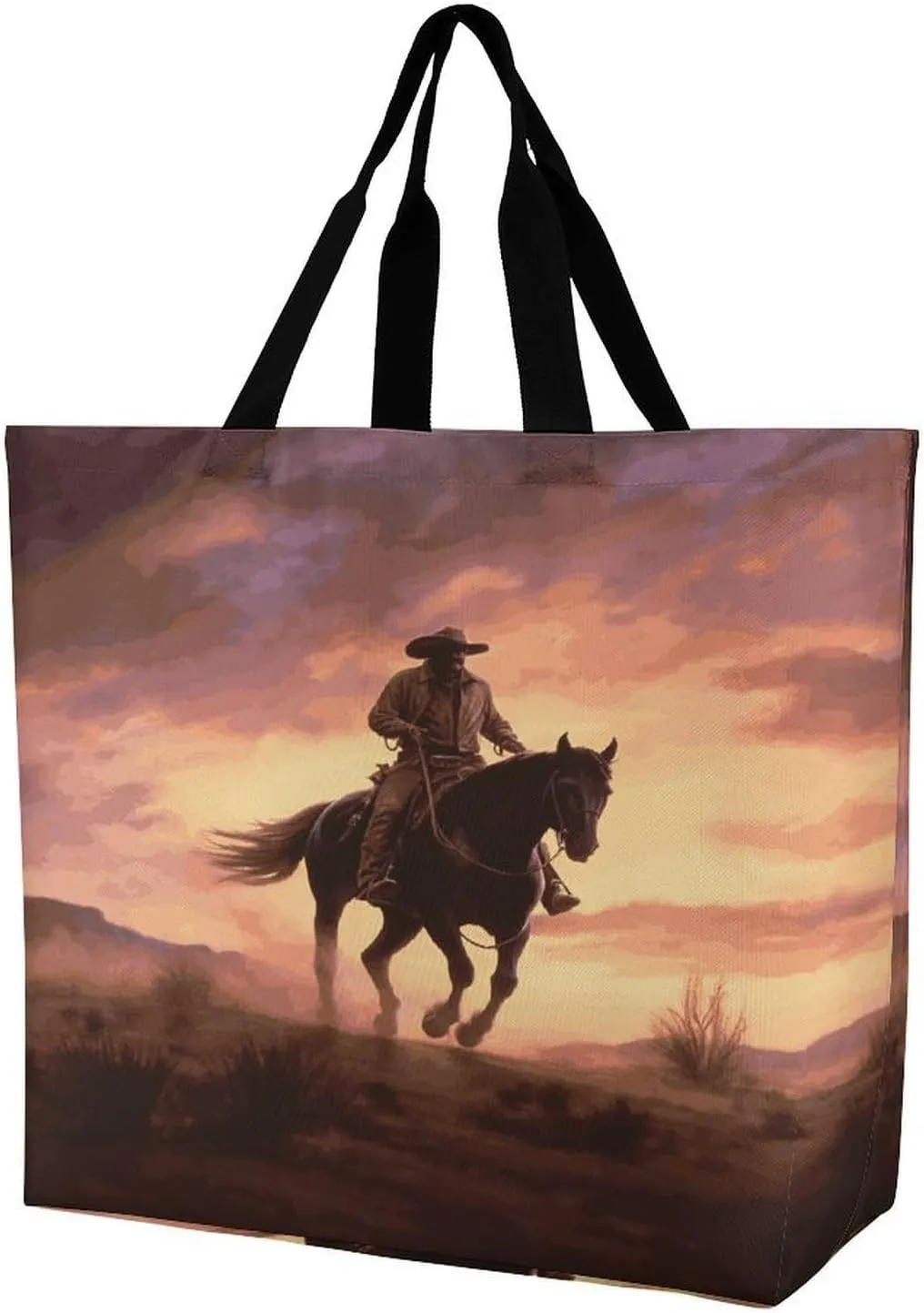 Women's Large-capacity Shoulder Shopping Bag Reusable Foldable Shopping Bags Cowboy West Beach Bag