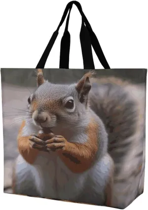 Women's Large-capacity Shoulder Shopping Bag Reusable Foldable Shopping Bags Cute Squirrel Beach Bag