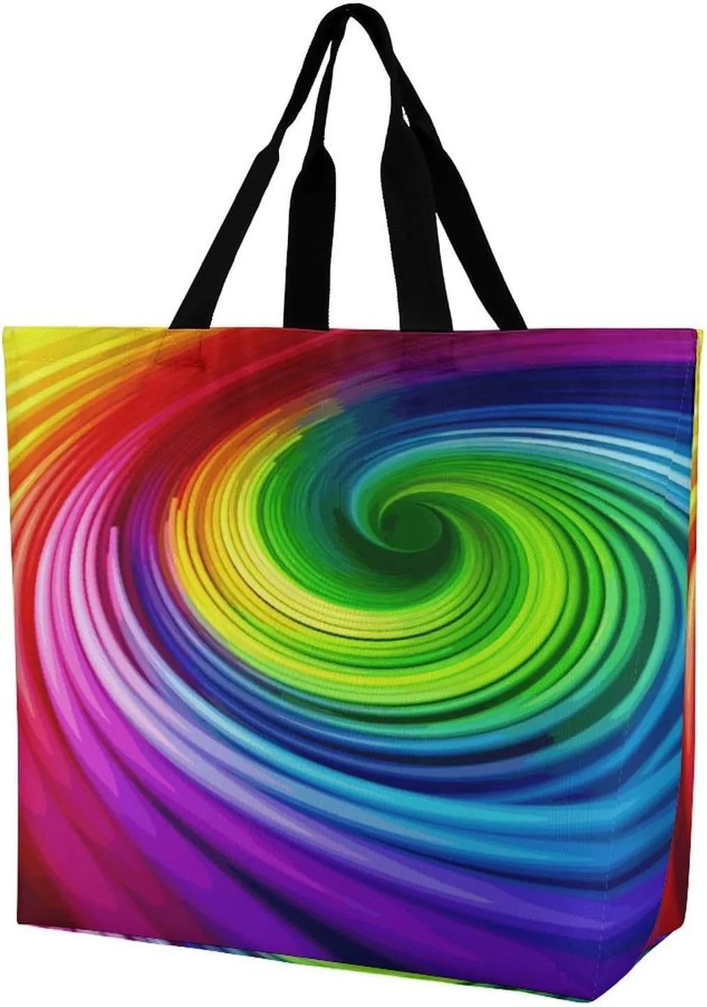 Women's Large-capacity Shoulder Shopping Bag Reusable Foldable Shopping Bags Rainbow Spiral Beach Bag