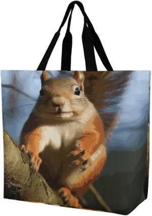Women's Large-capacity Shoulder Shopping Bag Reusable Foldable Shopping Bags Squirrel Funny Animal Beach Bag