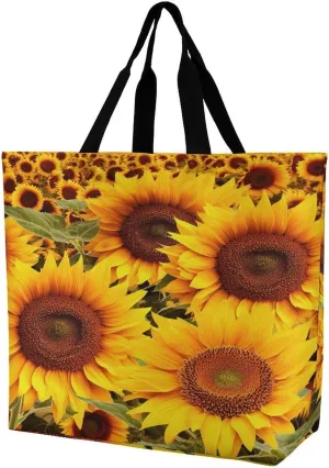 Women's Large-capacity Shoulder Shopping Bag Reusable Foldable Shopping Bags Sunflower Pattern Beach Bag