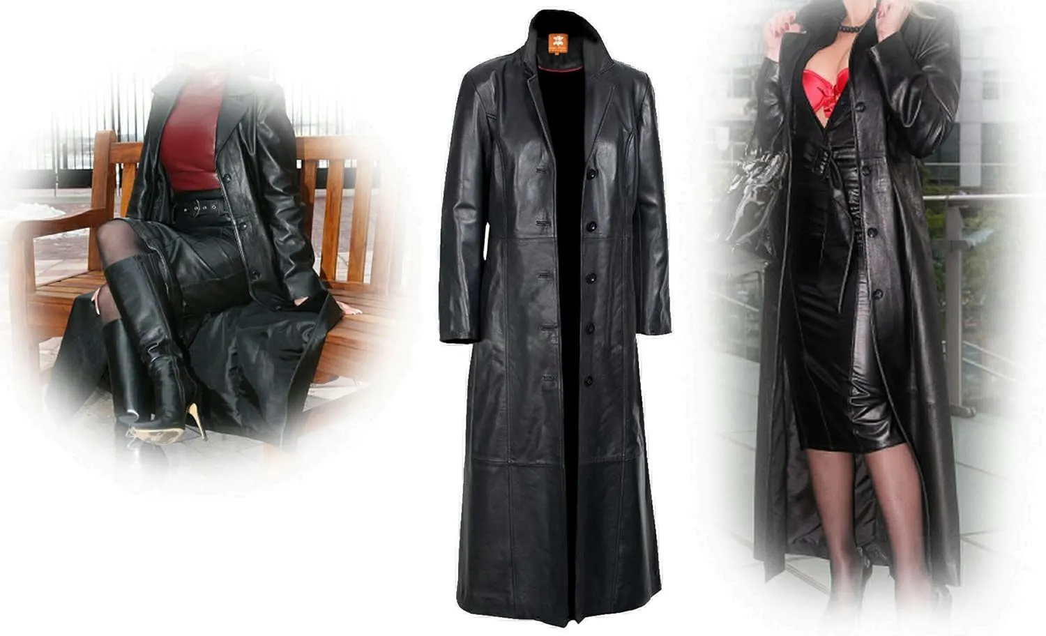 Women’s Long Coat | Real Lambskin Leather, Black Classic Style, Trench, Overcoat