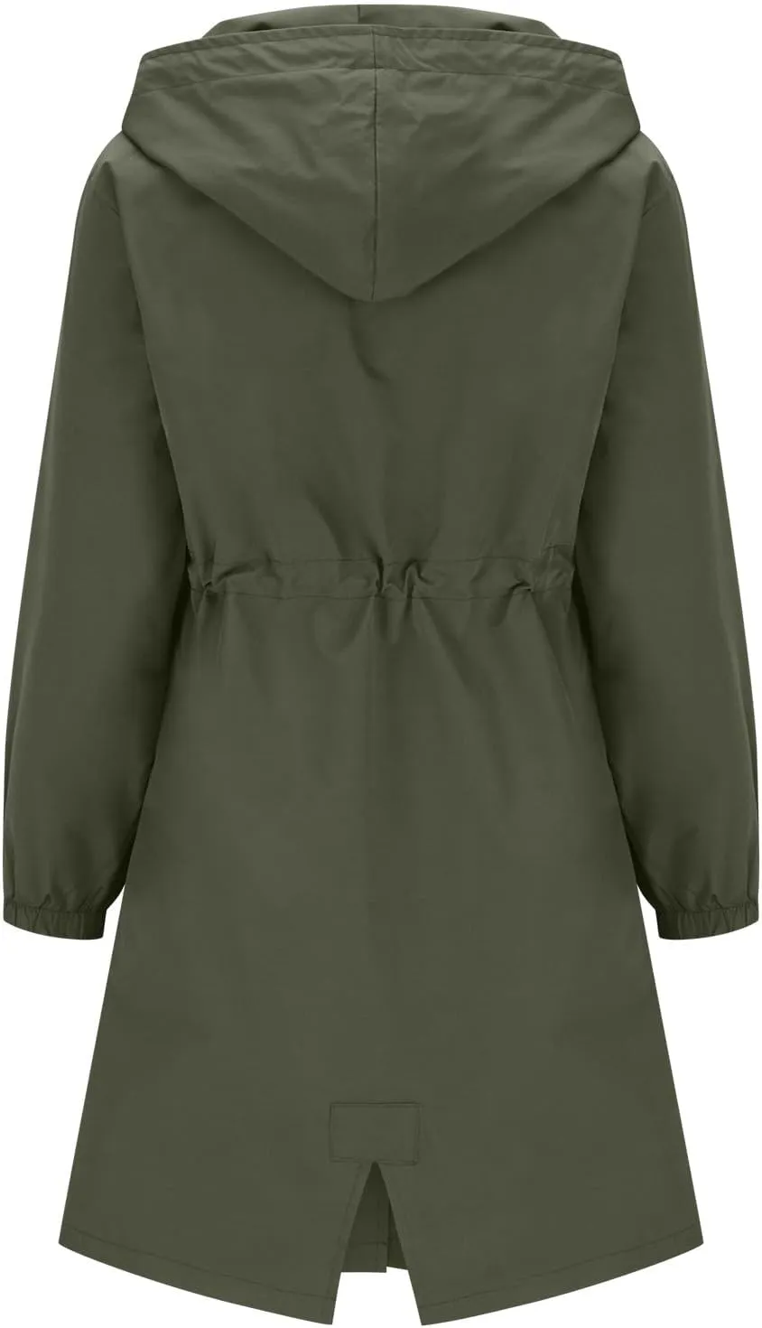 Women's Long Rain Jacket Windproof with Hood Button Trench Coat Travel Raincoats Outdoor Active Coats