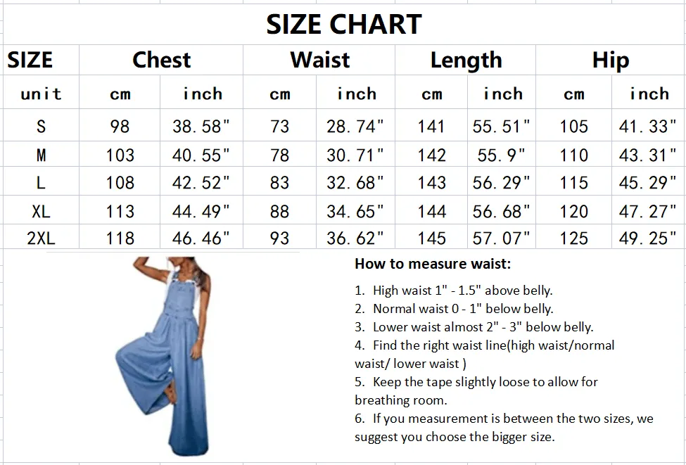 Women's Loose Adjustable Strap Wide Leg Denim
