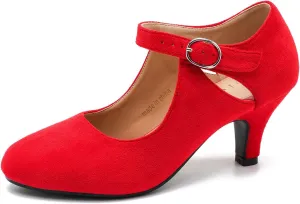 Women's Low Kitten Heels Mary Janes Pumps Cutout Round Toe Retro Vintage Hollow Out Ankle Strap Dress Shoes