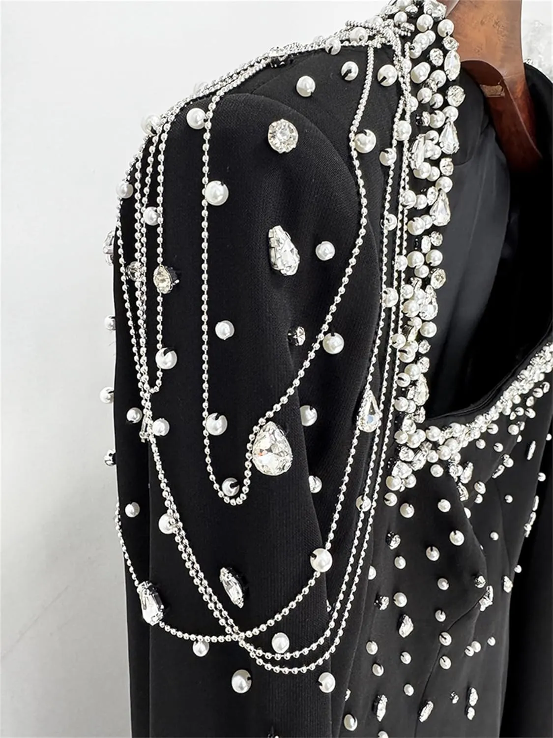 Women's Maxi Long Formal Prom Dress Diamonds Beaded Chains Cape Sleeve Luxury Evening Party Dresses