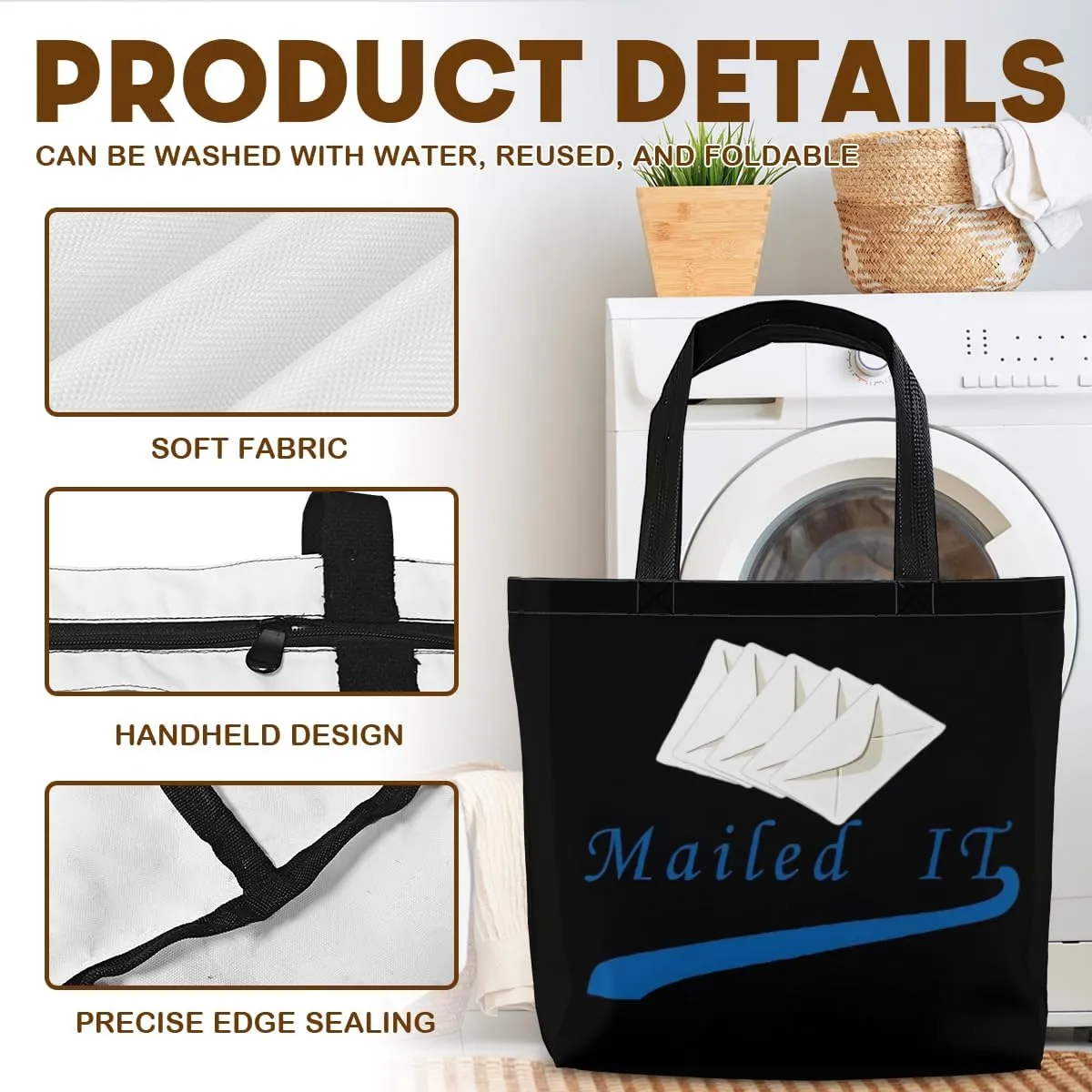 Women's Men Large Kitchen Reusable Grocery Bags Shoulder Bags With Zipper Beach Shopping Bag for Outdoors