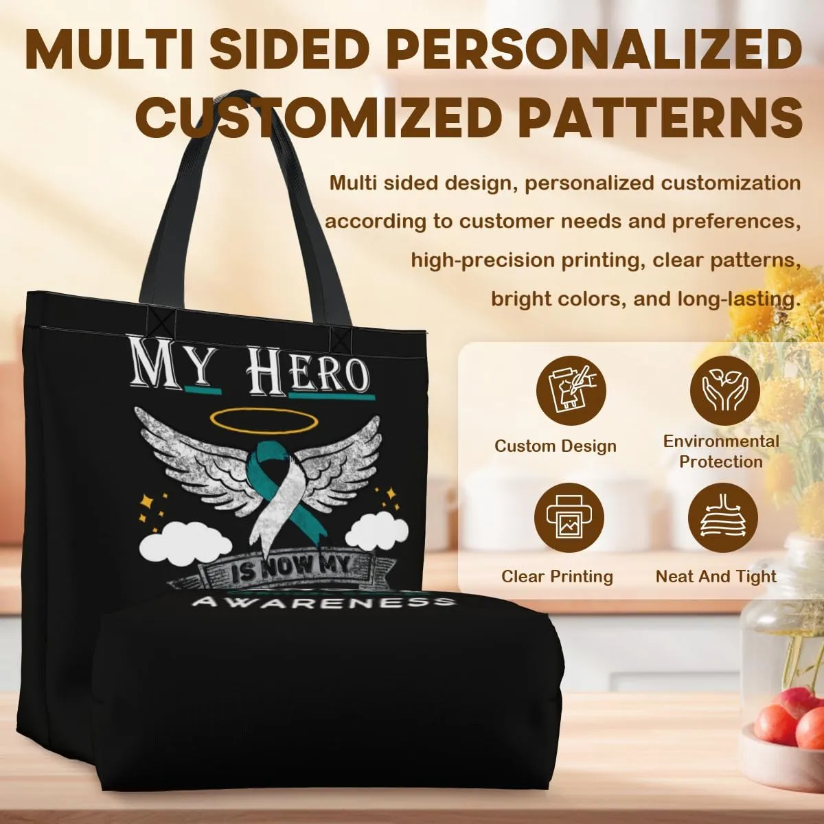 Women's Men Large Kitchen Reusable Grocery Bags Shoulder Bags With Zipper Beach Shopping Bag for Outdoors