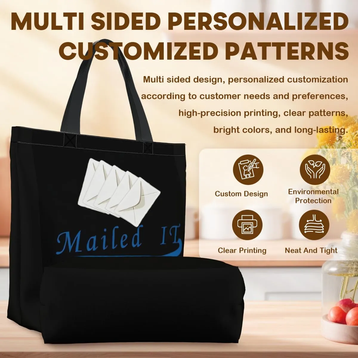 Women's Men Large Kitchen Reusable Grocery Bags Shoulder Bags With Zipper Beach Shopping Bag for Outdoors