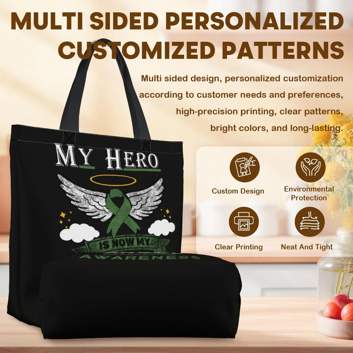 Women's Men Large Kitchen Reusable Grocery Bags Shoulder Bags With Zipper Beach Shopping Bag for Outdoors