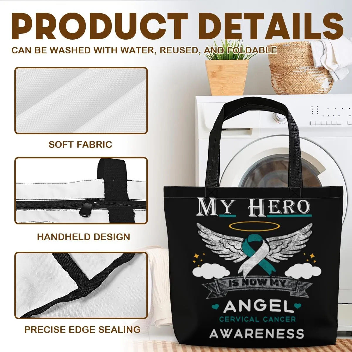 Women's Men Large Kitchen Reusable Grocery Bags Shoulder Bags With Zipper Beach Shopping Bag for Outdoors