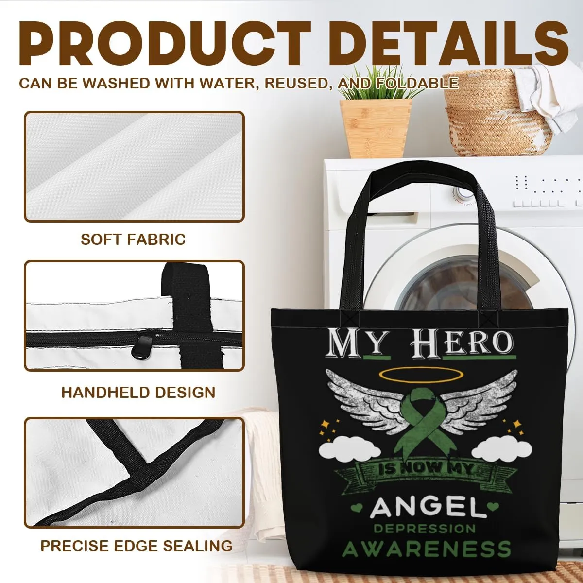 Women's Men Large Kitchen Reusable Grocery Bags Shoulder Bags With Zipper Beach Shopping Bag for Outdoors