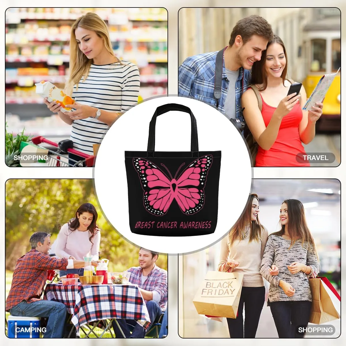 Women's Men Large Kitchen Reusable Grocery Bags Shoulder Bags With Zipper Beach Shopping Bag for Outdoors