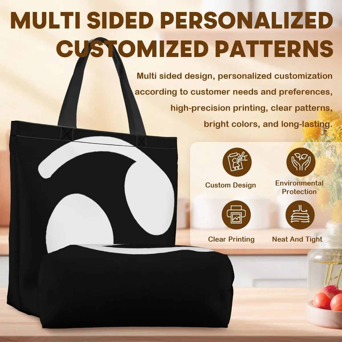 Women's Men Large Kitchen Reusable Grocery Bags Shoulder Bags With Zipper Beach Shopping Bag for Outdoors