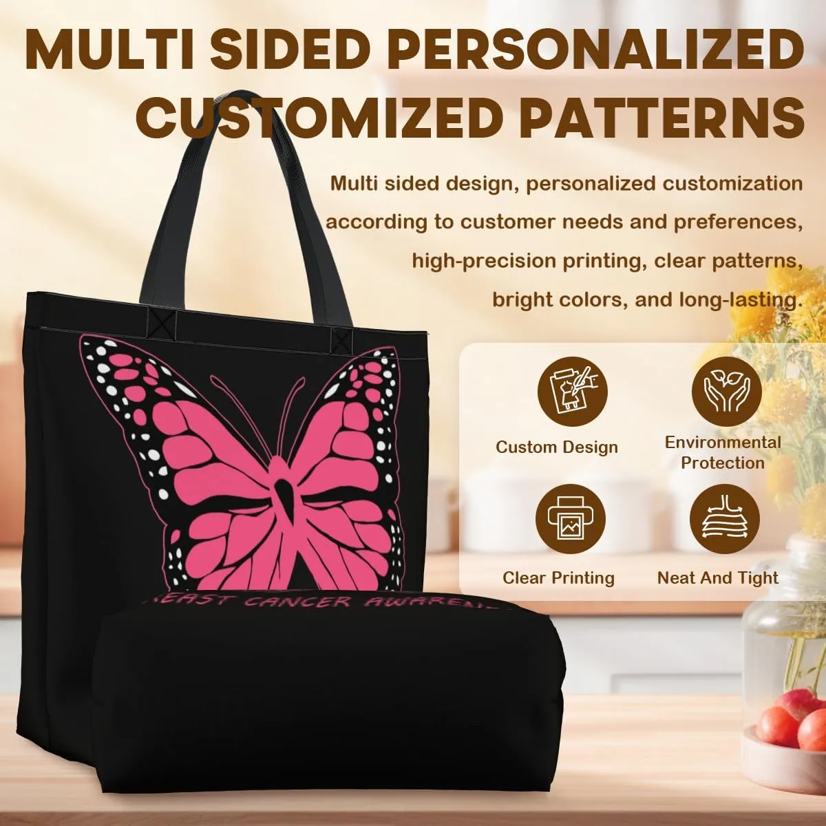Women's Men Large Kitchen Reusable Grocery Bags Shoulder Bags With Zipper Beach Shopping Bag for Outdoors