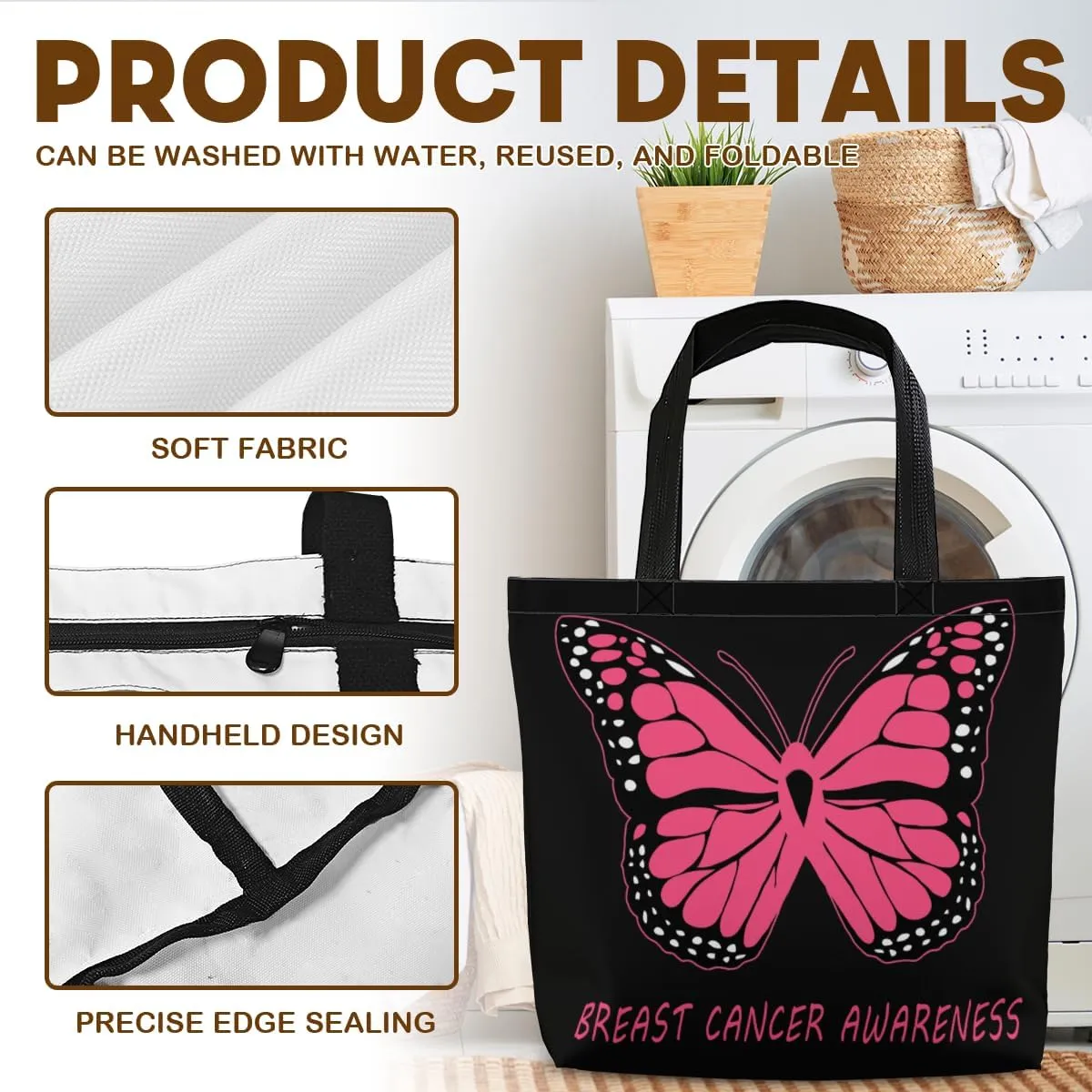 Women's Men Large Kitchen Reusable Grocery Bags Shoulder Bags With Zipper Beach Shopping Bag for Outdoors
