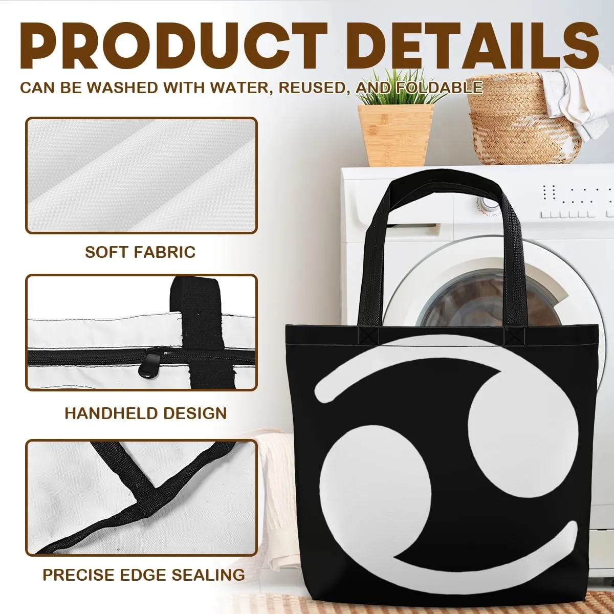 Women's Men Large Kitchen Reusable Grocery Bags Shoulder Bags With Zipper Beach Shopping Bag for Outdoors