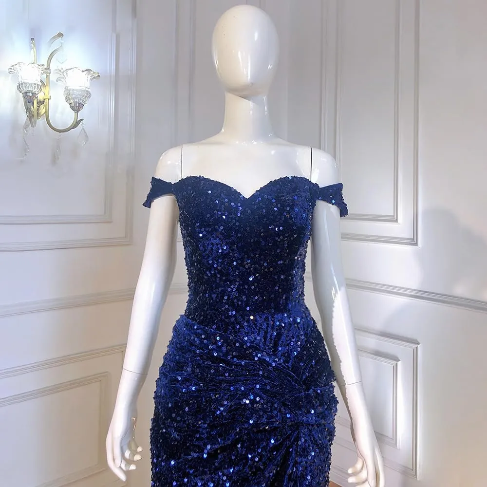 Women's Off Shoulder Mermaid Prom Dresses 2025 Long Sequin Formal Evening Gowns with Slit