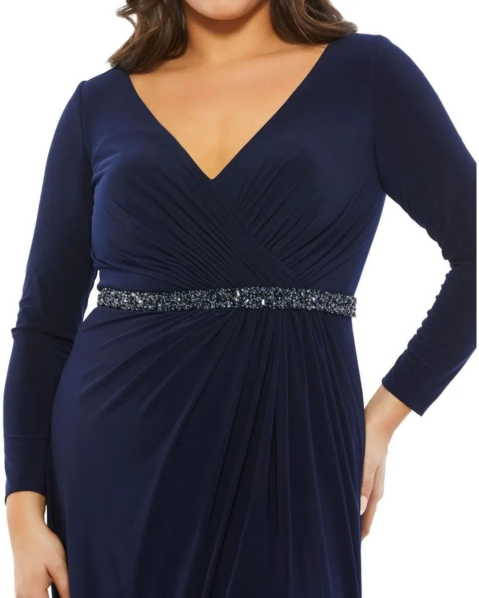 Womens Plus Beaded Long Evening Dress