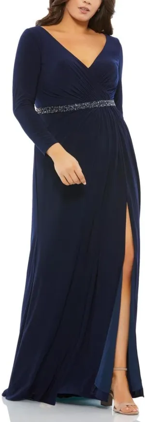 Womens Plus Beaded Long Evening Dress