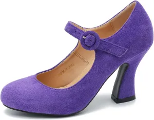 Women's Pumps Ankle Strap High Heels Close Toe Classic Comfortable Chunky Heel Mary Jane Shoes for Women Dressy Wedding Party