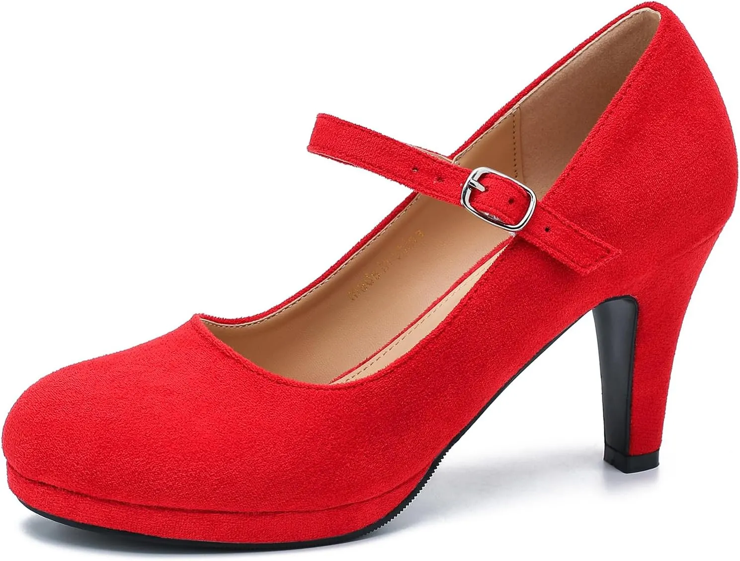 Women's Pumps Close Toe High Heels Classic Round Toe Mary Jane Comfortable Low Platform Ankle Strap Dress Shoes