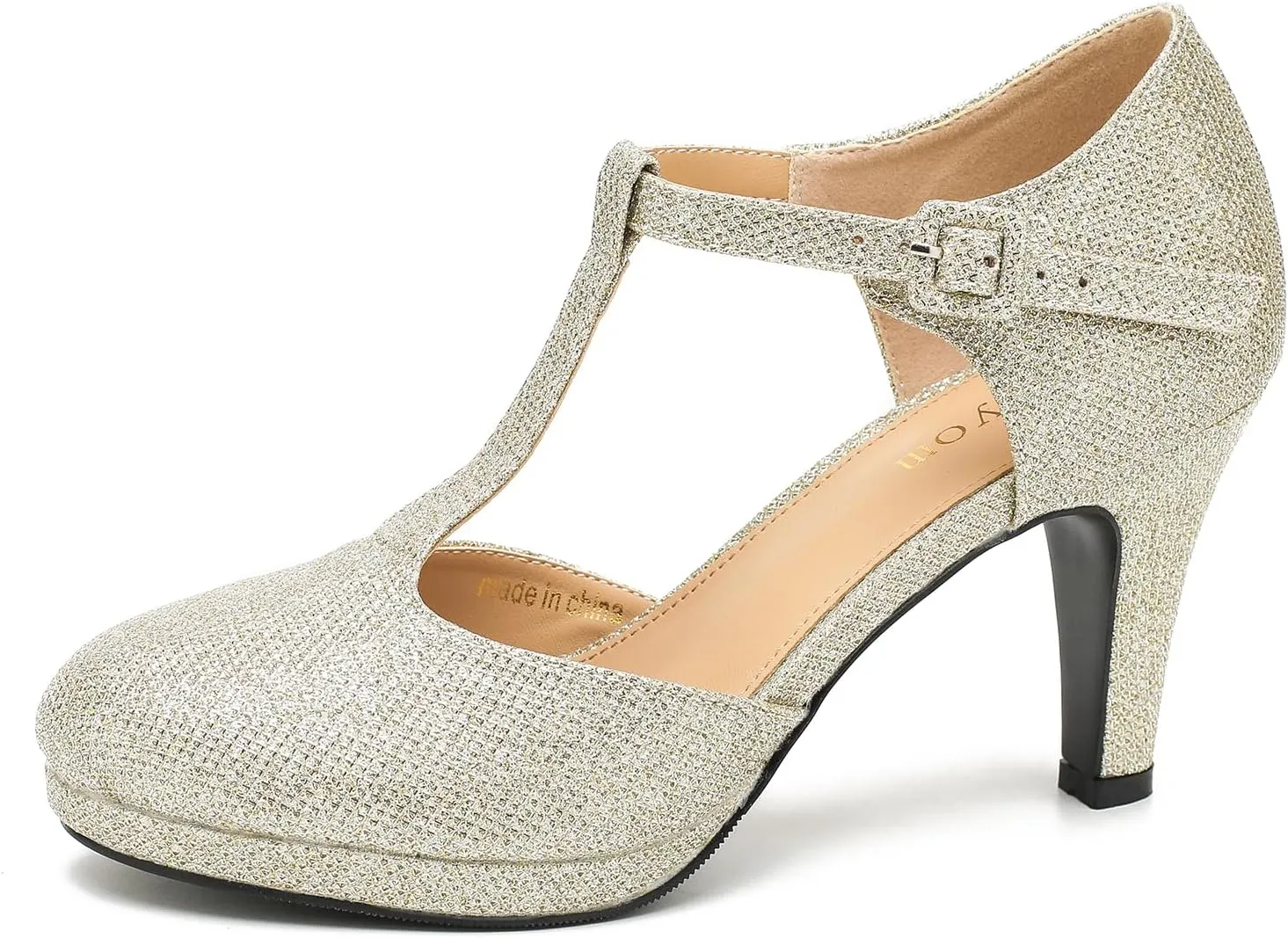 Women's Pumps Close Toe Kitten Heels Retro T Strap Mary Jane Comfortable Office Work Dress Shoes
