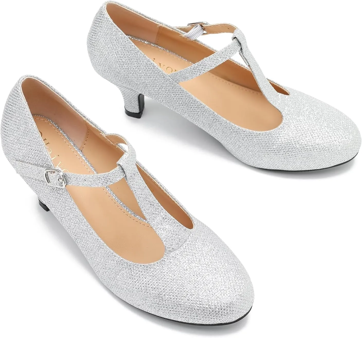 Women's Pumps Low Kitten Heels Mary Jane Retro T-Strap Comfortable Office Work Dress Shoes