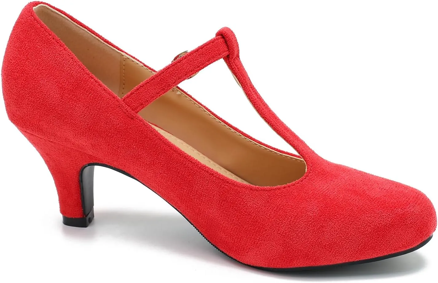 Women's Pumps Low Kitten Heels Mary Jane Retro T-Strap Comfortable Office Work Dress Shoes