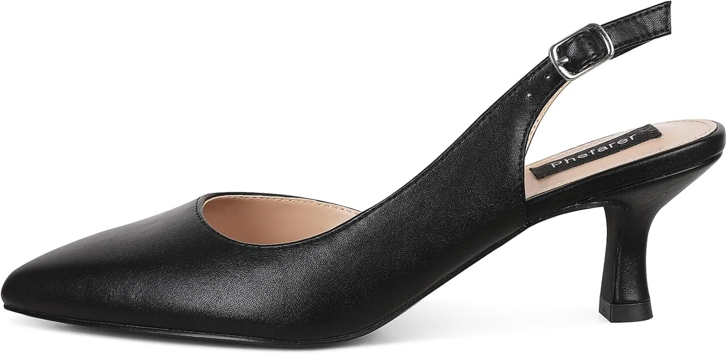 Women's Pumps, Slingback Kitten Heels Pointed Toe Suitable Wedding Party Match Dress Sexy Evening Shoes Heels