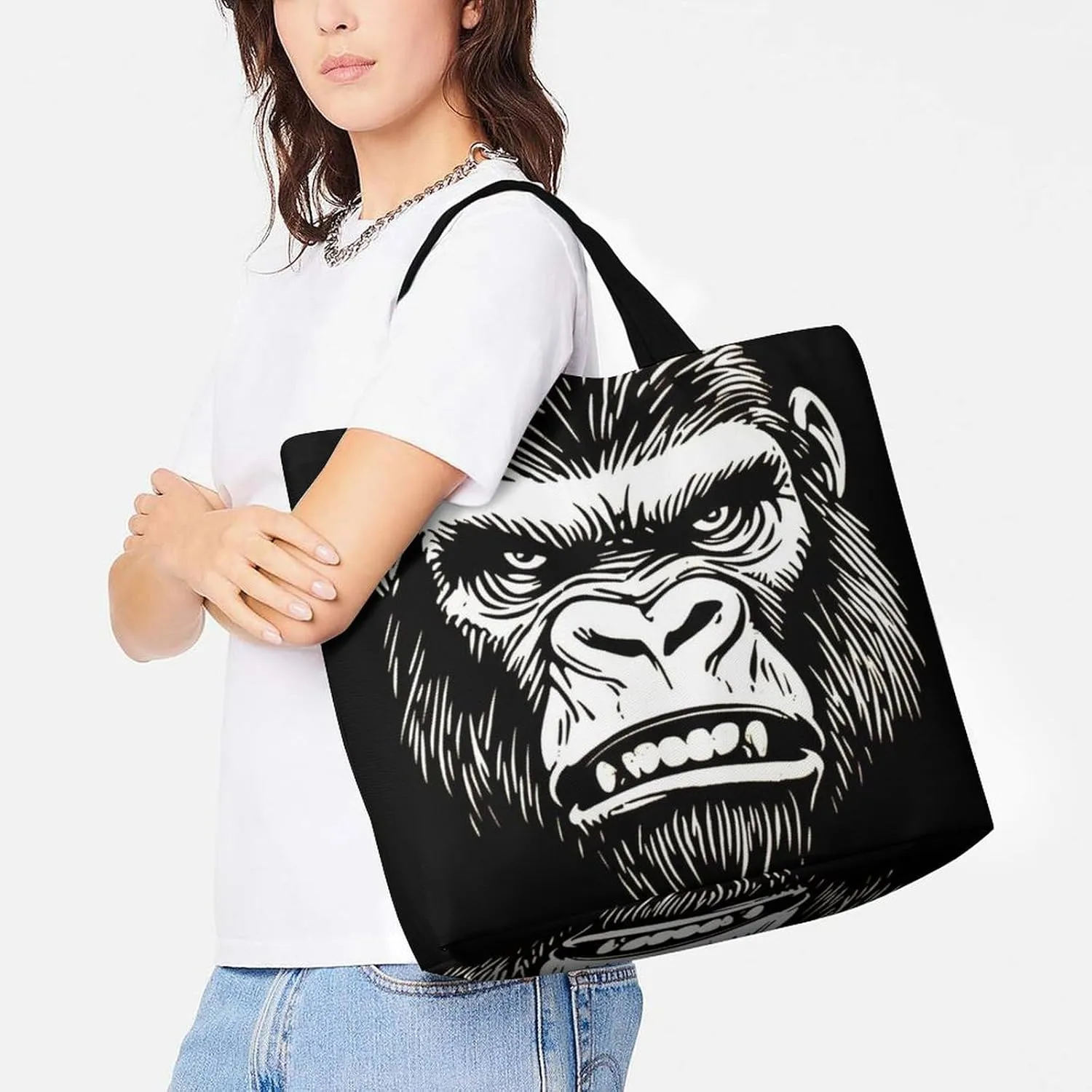 Women's Reusable Grocery Shopping Bag, Portable Shoulder Bag Casual Large Tote Bags