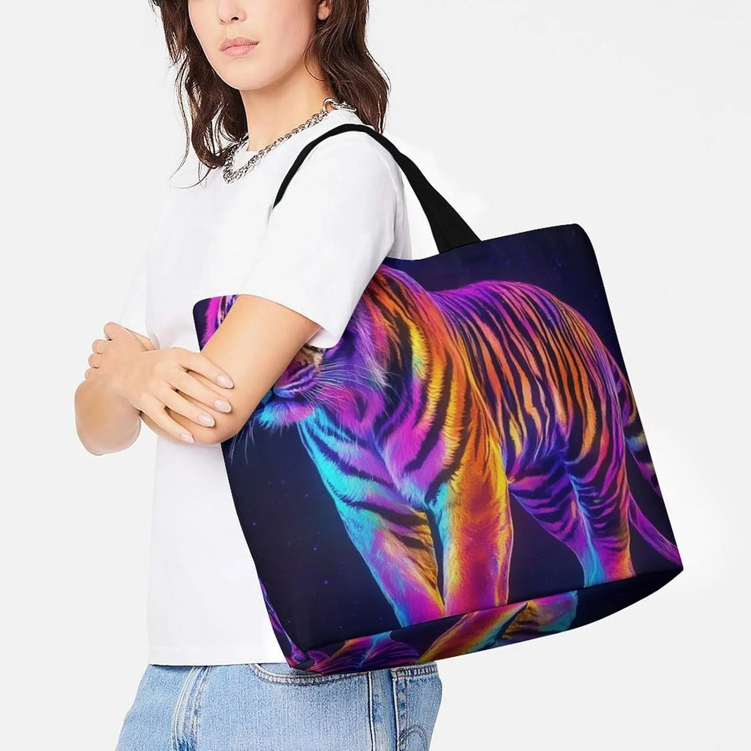 Women's Reusable Tote Bag, Portable Shoulder Handbags Large Capacity Casual Shopping Bags