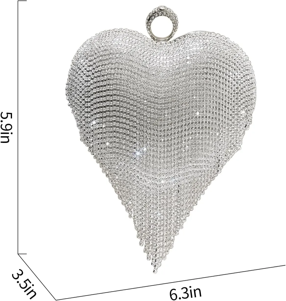 Women's Rhinestone Heart-Shaped Clutch Purse Sparkly Evening Bag for Weddings Prom Cocktail Parties