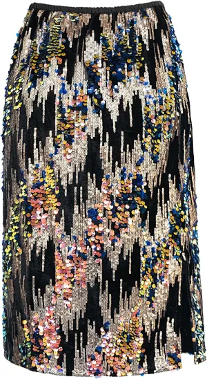 Women’s Sequin Velvet Skirt Elastic High Waist Sparkle Split Hem Night Out Party Maxi Skirt