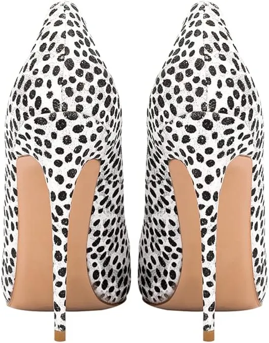 Women's Sexy Leopard Animal-Print Stiletto Pointed Closed Toe Slip On 4IN High Heel Pumps for Party Evening