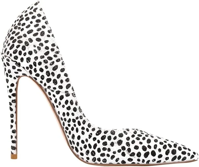 Women's Sexy Leopard Animal-Print Stiletto Pointed Closed Toe Slip On 4IN High Heel Pumps for Party Evening