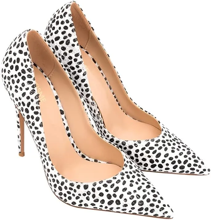 Women's Sexy Leopard Animal-Print Stiletto Pointed Closed Toe Slip On 4IN High Heel Pumps for Party Evening