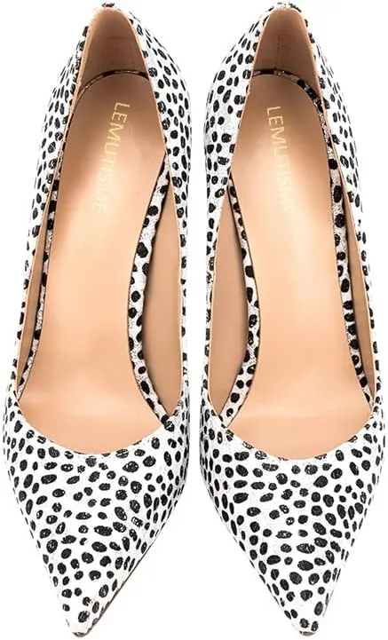 Women's Sexy Leopard Animal-Print Stiletto Pointed Closed Toe Slip On 4IN High Heel Pumps for Party Evening