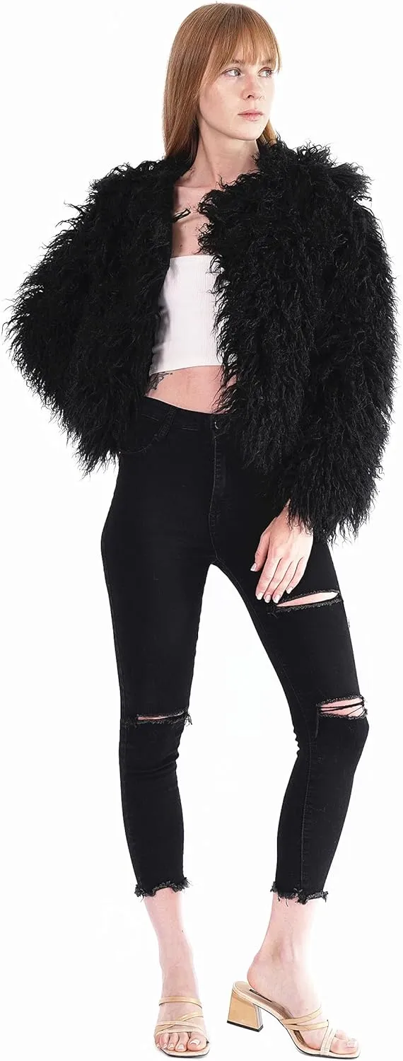 Women's Shaggy Faux Fur Outwear Coat Jacket Long Sleeve Warm Winter