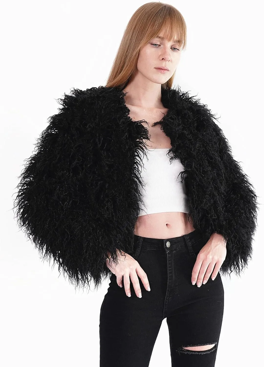 Women's Shaggy Faux Fur Outwear Coat Jacket Long Sleeve Warm Winter