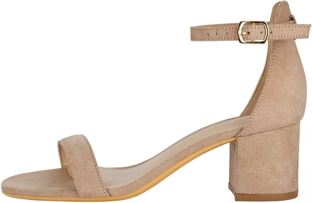 Women's Strappy Chunky Block Low Heeled Sandals 2 Inch Open Toe Ankle Strap High Heel Dress Sandals Daily Work Party Shoes