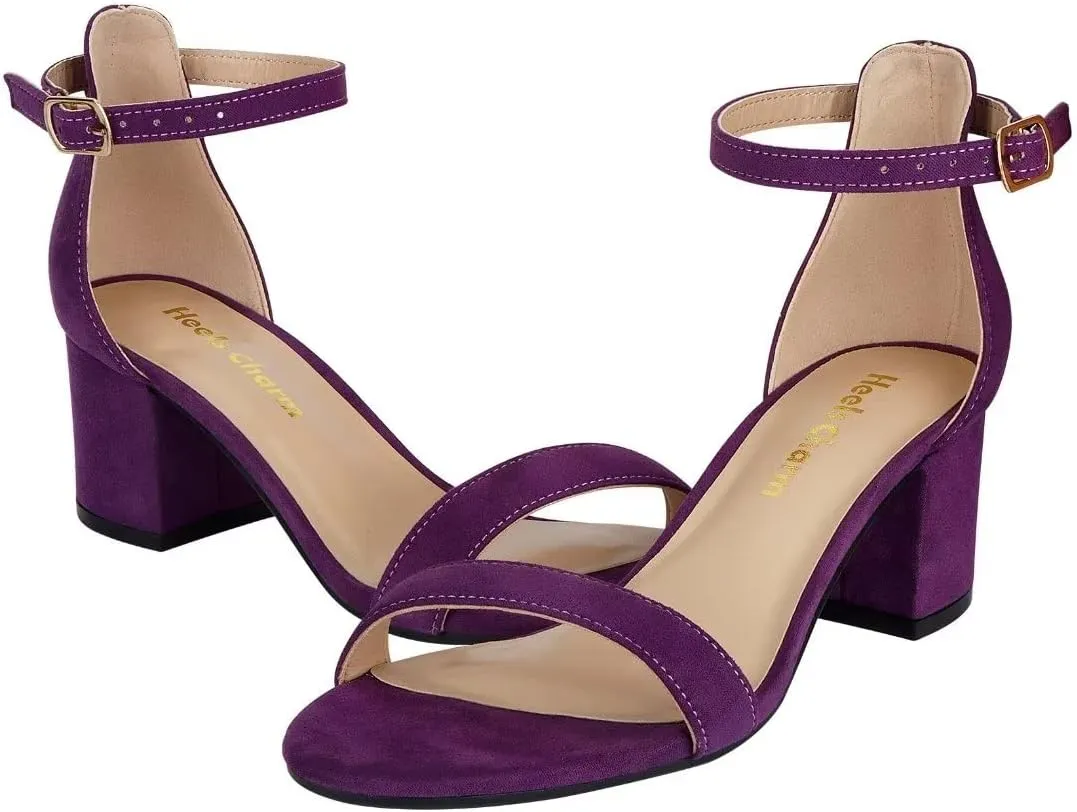 Women's Strappy Chunky Block Low Heeled Sandals 2 Inch Open Toe Ankle Strap High Heel Dress Sandals Daily Work Party Shoes