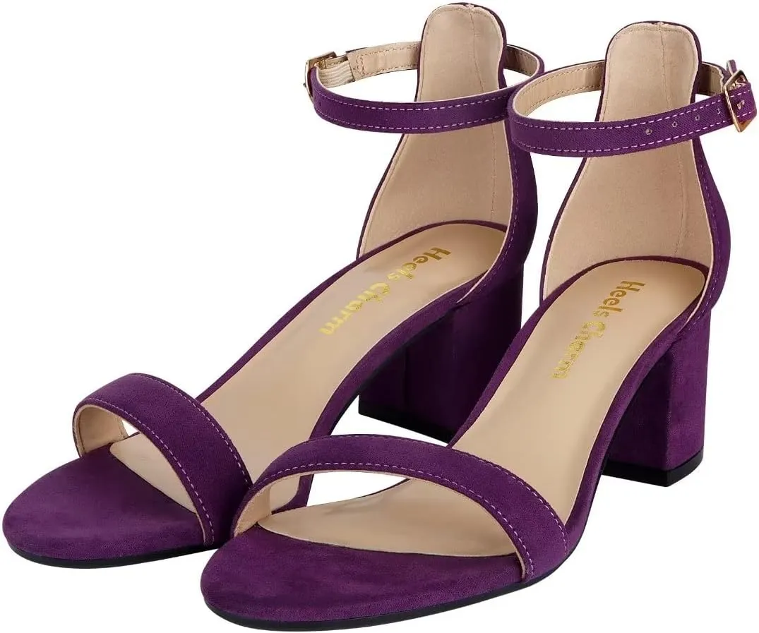 Women's Strappy Chunky Block Low Heeled Sandals 2 Inch Open Toe Ankle Strap High Heel Dress Sandals Daily Work Party Shoes