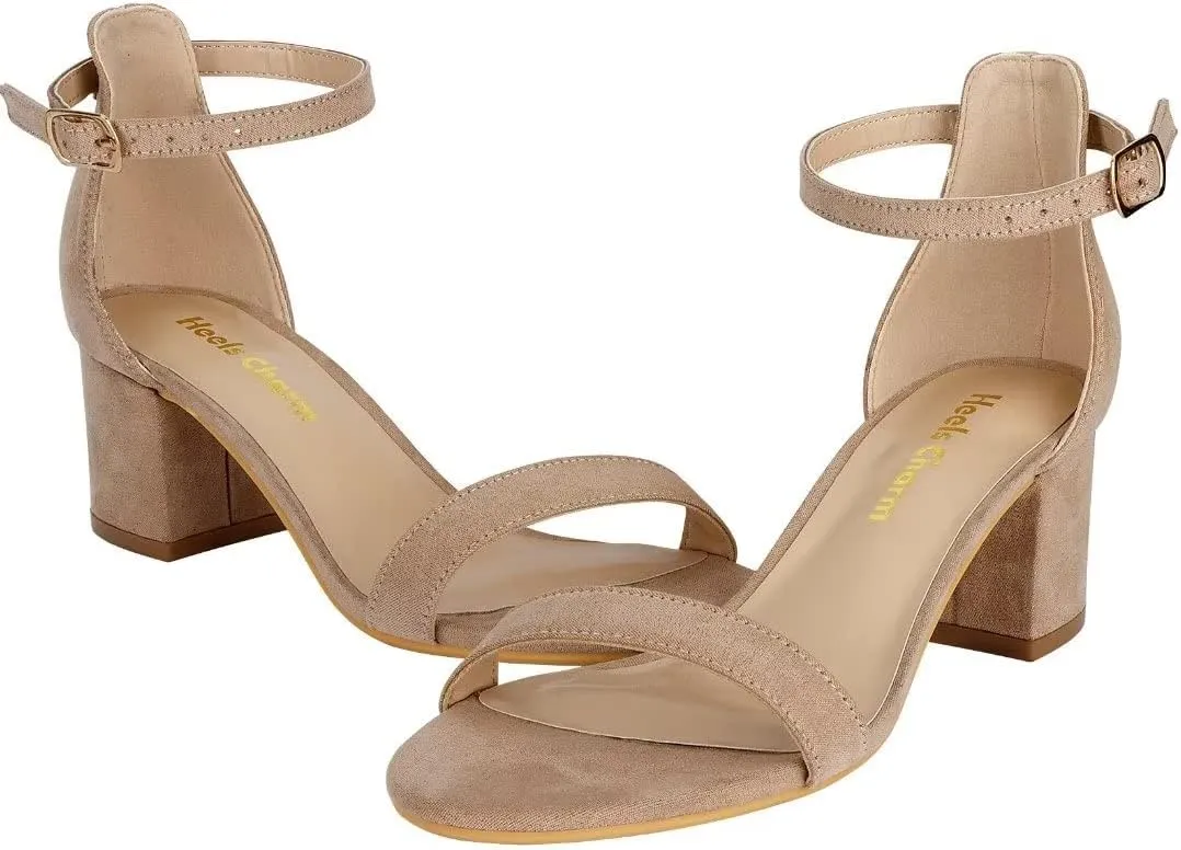 Women's Strappy Chunky Block Low Heeled Sandals 2 Inch Open Toe Ankle Strap High Heel Dress Sandals Daily Work Party Shoes