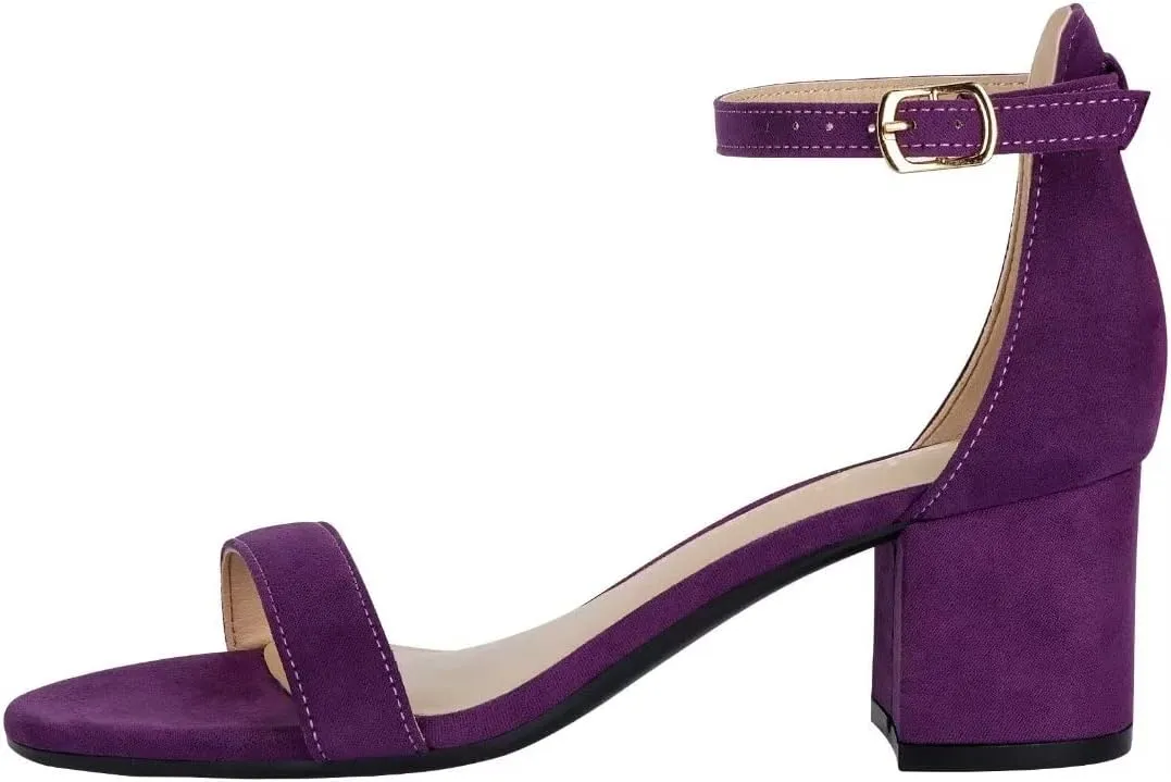 Women's Strappy Chunky Block Low Heeled Sandals 2 Inch Open Toe Ankle Strap High Heel Dress Sandals Daily Work Party Shoes