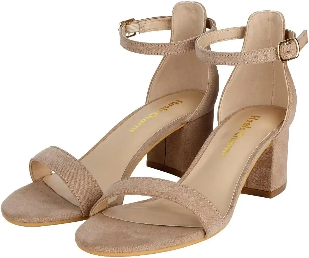 Women's Strappy Chunky Block Low Heeled Sandals 2 Inch Open Toe Ankle Strap High Heel Dress Sandals Daily Work Party Shoes