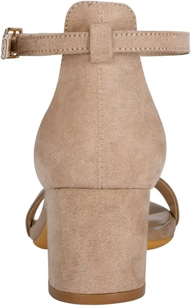 Women's Strappy Chunky Block Low Heeled Sandals 2 Inch Open Toe Ankle Strap High Heel Dress Sandals Daily Work Party Shoes